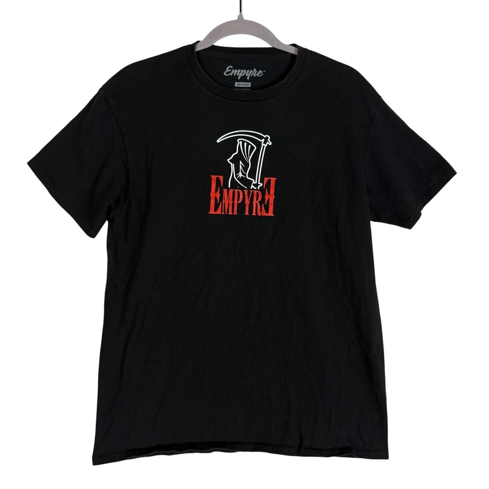 Empyre Shirt Mens Medium Black Grim Reaper Feel No Pain Back Print Graphic Tee